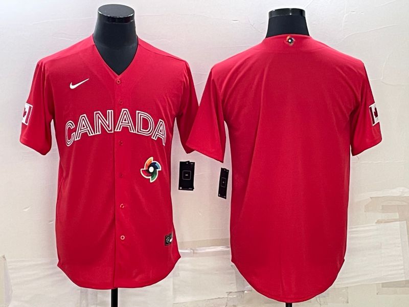 Men 2023 World Cub Canada Blank Red Nike MLB Jersey1